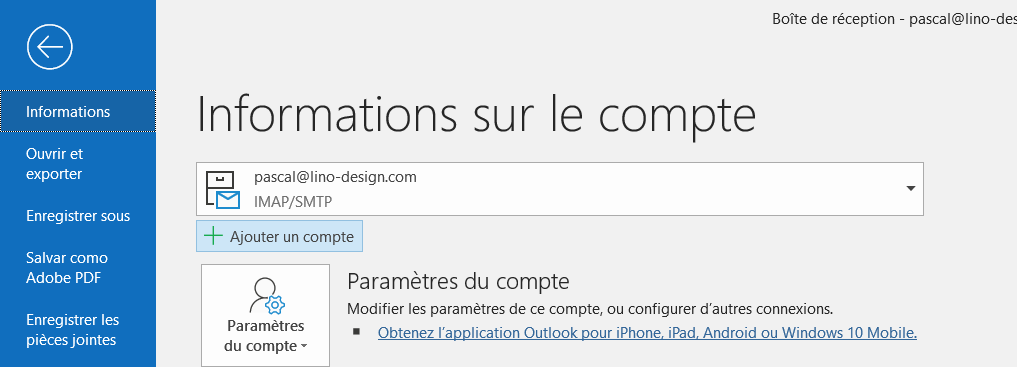 Outlook - Ajouter un compte