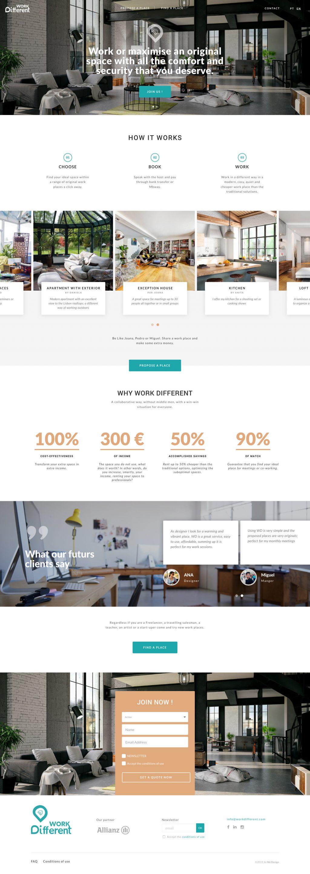 Work Different landing page