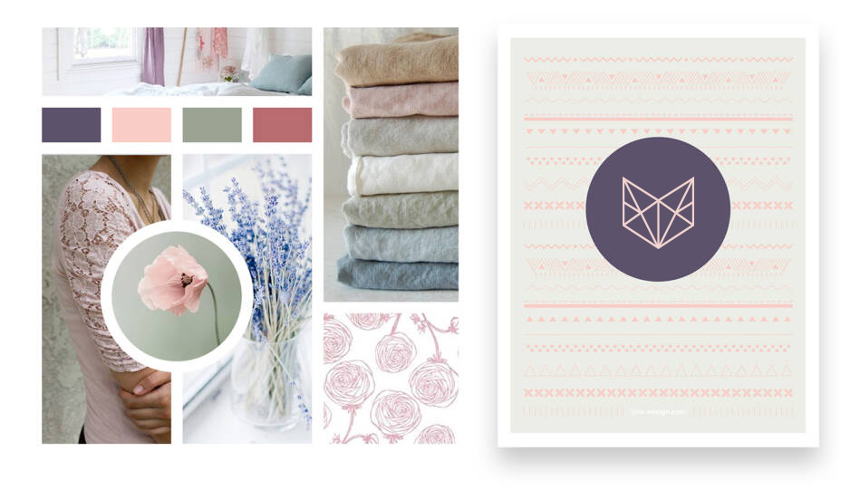 Palette de couleurs délicates et romantiques pour logo et identité visuelle - Li-Nó Design graphique